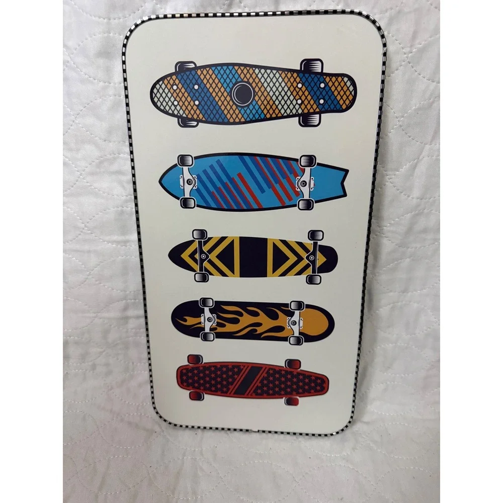Open Road Brands Skateboard Graphic Wall Art Checkered Border Sign 16.5x8.5